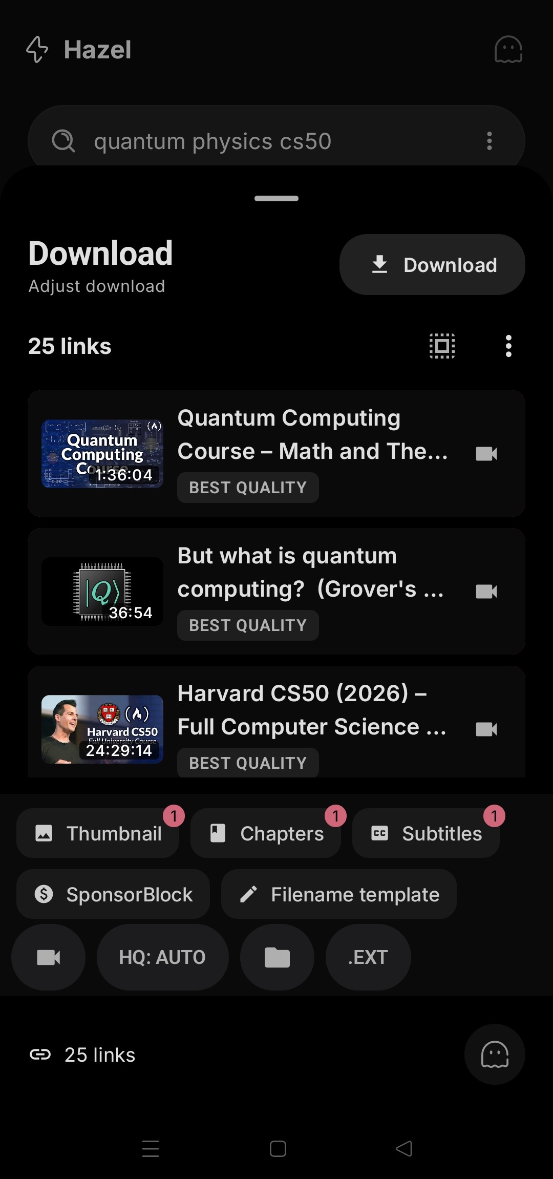 Saving a playlist of 25 videos